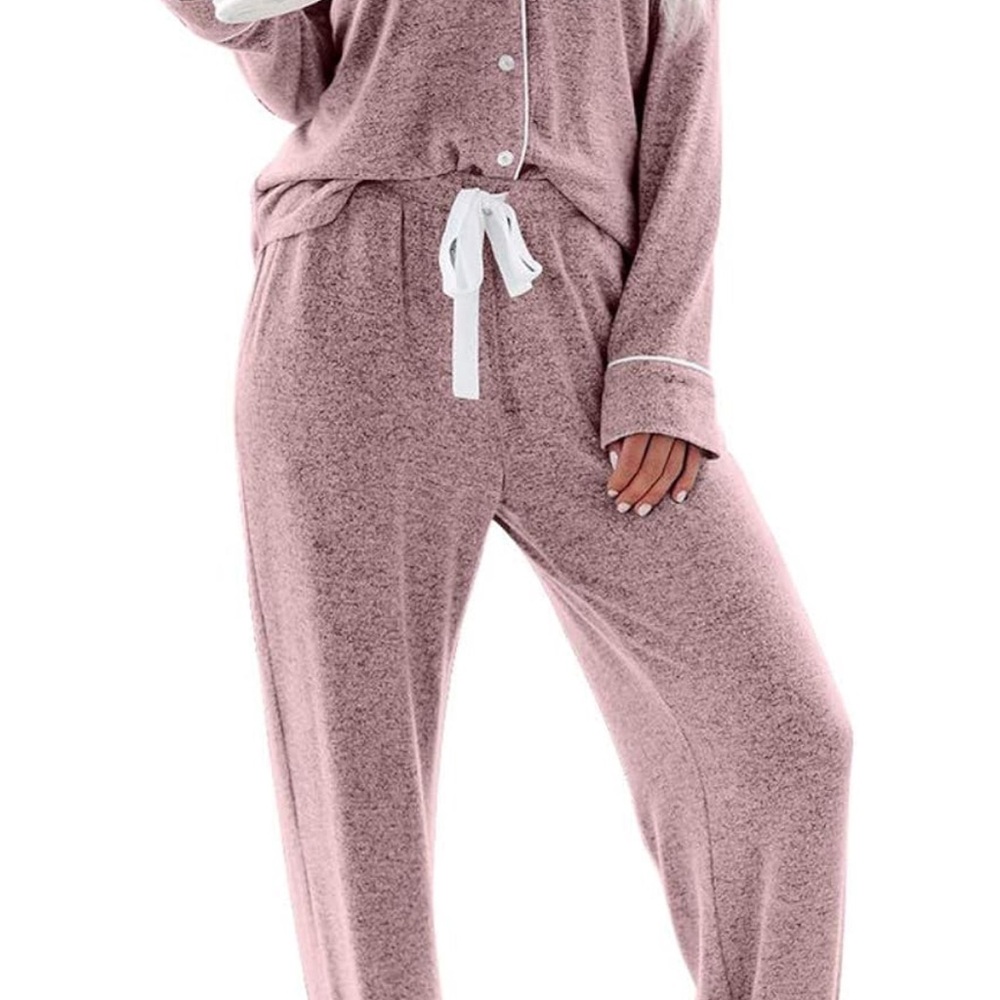 Amika Soft Pink Pajama Set with White Accents